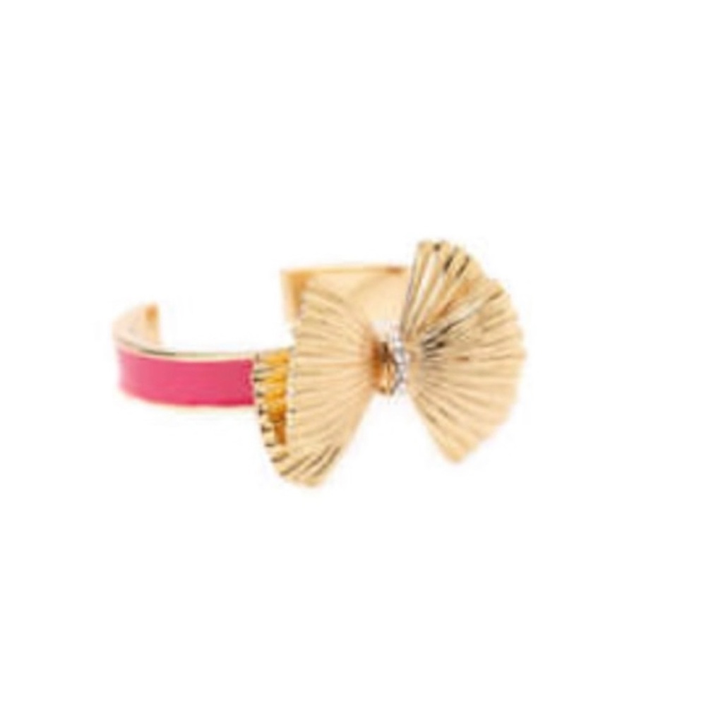Lilly Pulitzer pink enamel gold bow bracelet